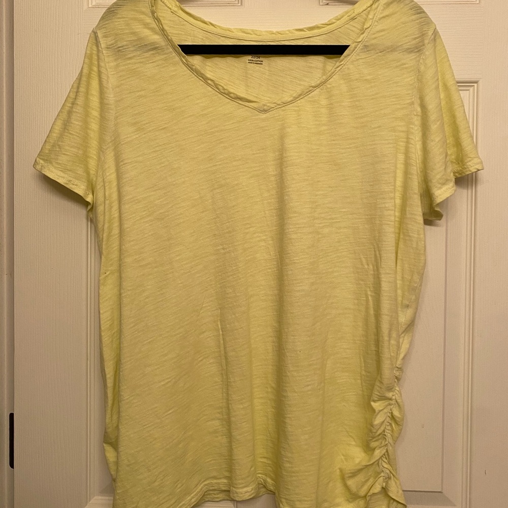 Lane Bryant Yellow V Neck Cinched Top 22/24